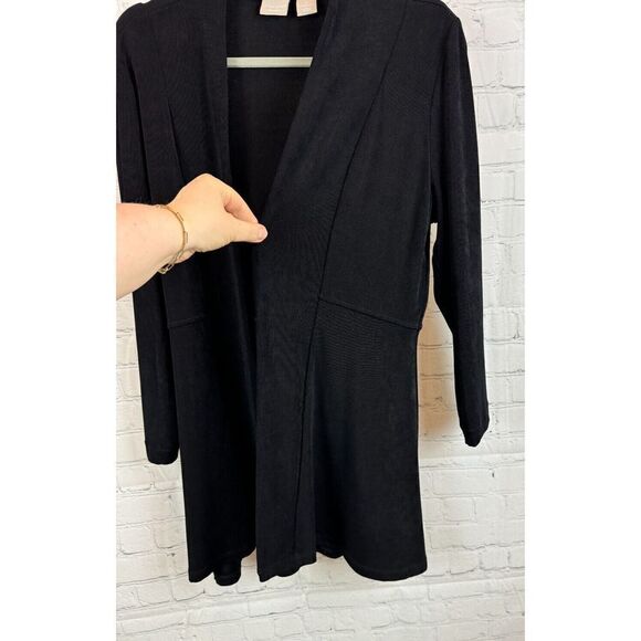 CHICO'S TRAVELERS black knit open front cardigan sweater 2 L - Picture 3 of 6